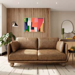 Armitage Soft Faux Leather 2 Seater Sofa with Ball Feet