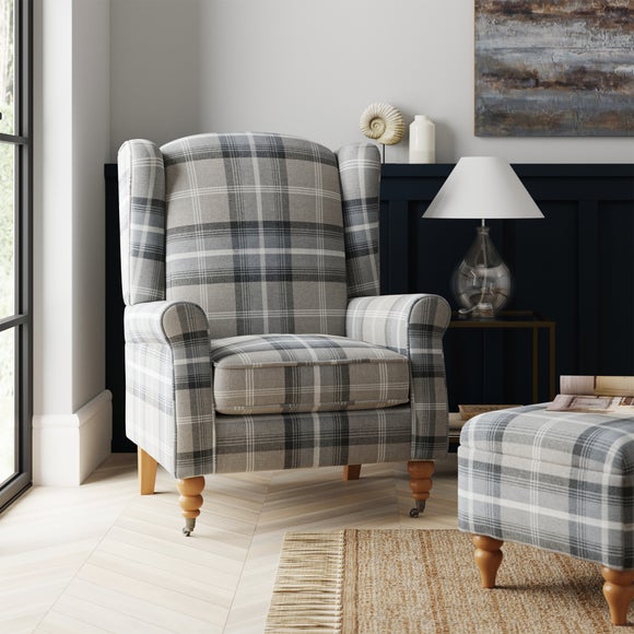 Oswald Grande Check Wingback Armchair - image 1