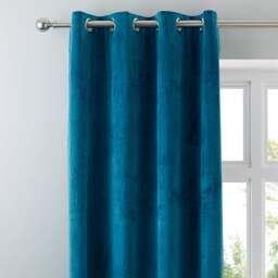 Ashford Teal Velour Eyelet Curtains - thumbnail 1