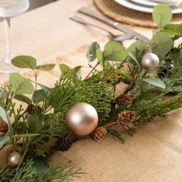 Artificial Eucalyptus & Bronze Bauble Garland - thumbnail 2