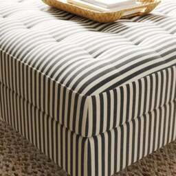 Zoe Pinstripe Fabric Square Storage Footstool - thumbnail 4