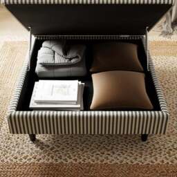 Zoe Pinstripe Fabric Square Storage Footstool - thumbnail 3