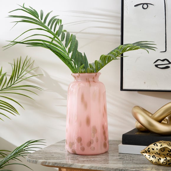 Pink & Gold Speckled Glass Vase - image 1
