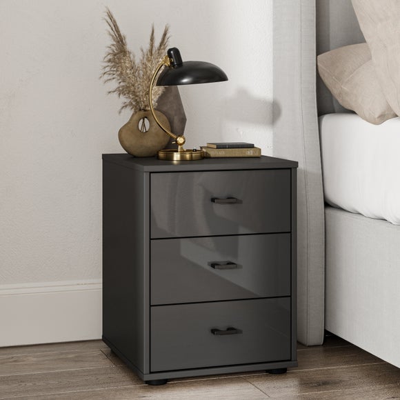 Wiemann Kahla Glass Fronted 3 Drawer Bedside Table - image 1