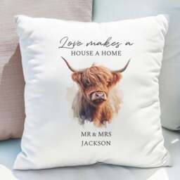 Personalised Highland Cow Cushion - thumbnail 1