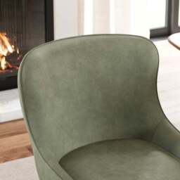 Montreal Set of 2 Fully Upholstered Dining Chairs, Faux Leather - thumbnail 3