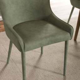 Montreal Set of 2 Fully Upholstered Dining Chairs, Faux Leather - thumbnail 4