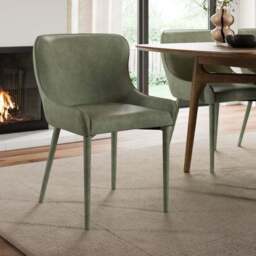 Montreal Set of 2 Fully Upholstered Dining Chairs, Faux Leather - thumbnail 2