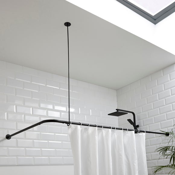 Extendable L Shape Black Shower Curtain Rail - image 1