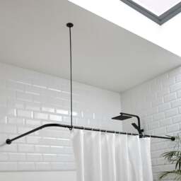 Extendable L Shape Black Shower Curtain Rail - thumbnail 1