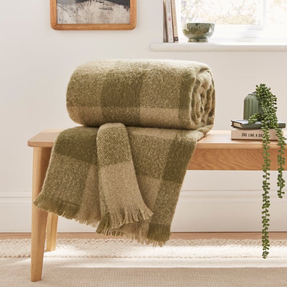 Cabin Check Faux Mohair Throw Blanket 235cm x 235cm - image 1