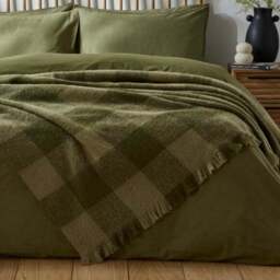 Cabin Check Faux Mohair Throw Blanket 235cm x 235cm - thumbnail 3