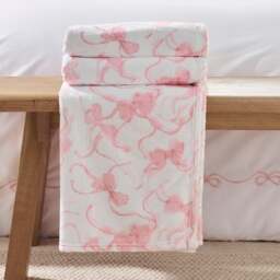 Catherine Lansfield Bow Cosy Fleece Oversized Throw Blanket 200cm x 240cm