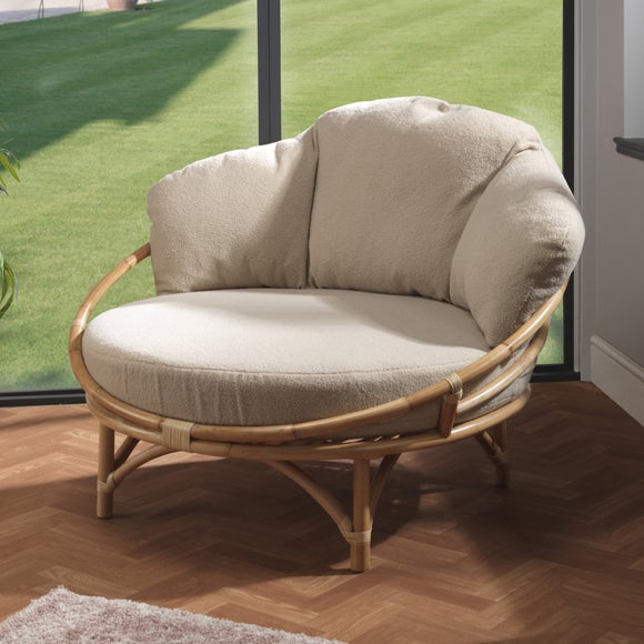 Desser Snug Cuddle Rattan Chair Rattan with Boucle Cushion - image 1
