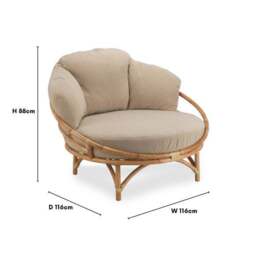 Desser Snug Cuddle Rattan Chair Rattan with Boucle Cushion - thumbnail 4