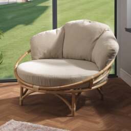 Desser Snug Cuddle Rattan Chair Rattan with Boucle Cushion