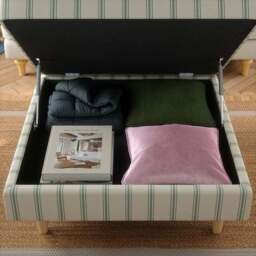 Zoe Folkstone Stripe Square Storage Footstool - thumbnail 3