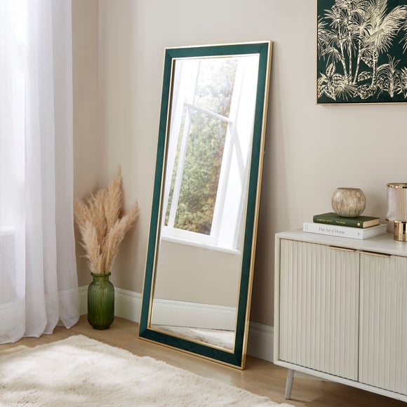 Velour Fabric Full Length Leaner Mirror - image 1