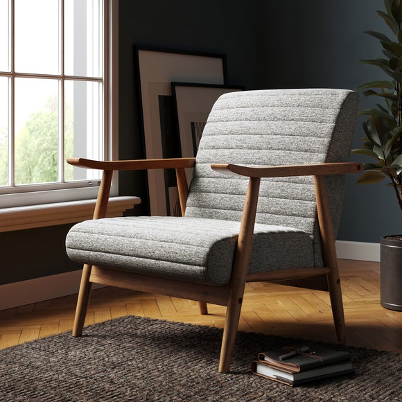 Quinn Grey Textured Weave Wooden Arm Accent Chair - image 1