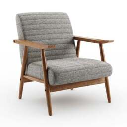 Quinn Grey Textured Weave Wooden Arm Accent Chair - thumbnail 2