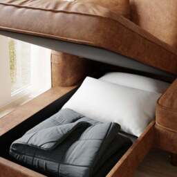 Beatrice Relaxed Faux Leather Corner Storage Sofa Bed - thumbnail 3