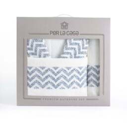Per La Casa Set of 5 Blue Rakka Jacquard Medium Bathrobe & Towels - thumbnail 6