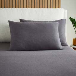 Elements 100% Cotton Jersey Plain Standard Pillowcase Pair