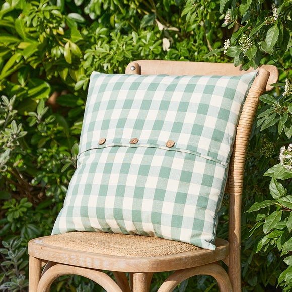 Gingham Buttoned Square Cushion - image 1