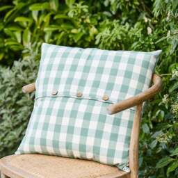 Gingham Buttoned Square Cushion - thumbnail 2