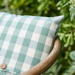 Gingham Buttoned Square Cushion - thumbnail 4