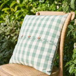 Gingham Buttoned Square Cushion - thumbnail 3