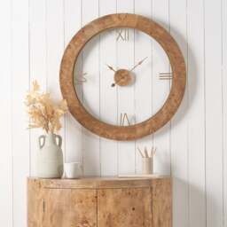 Newborough Burr Wood Effect Open Face Round Wall Clock - thumbnail 1