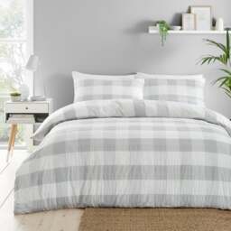 Fusion Seersucker Gingham Duvet Cover and Pillowcase Set - thumbnail 1