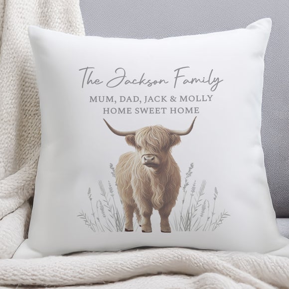 Personalised Highland Cow Square Cushion - image 1