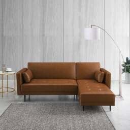 Selma Faux Leather Corner Double Sofa Bed - thumbnail 1