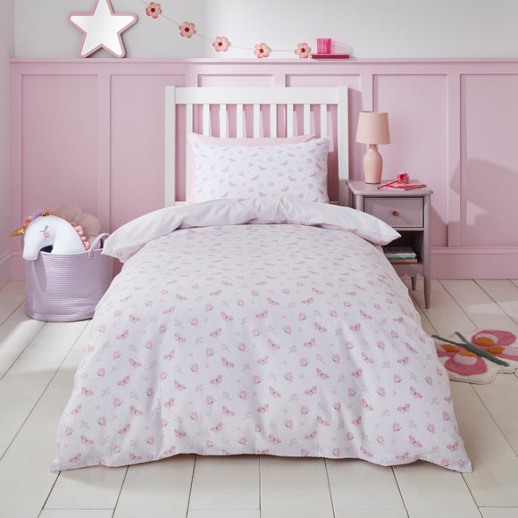 Butterfly Seersucker 100% Cotton Duvet Cover & Pillowcase Set - image 1