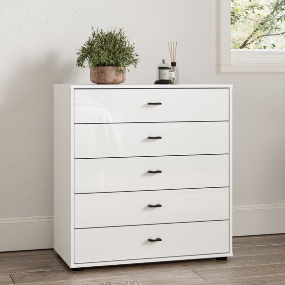 Wiemann Kahla Glass Fronted Large 5 Drawer Chest - image 1