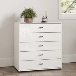 Wiemann Kahla Glass Fronted Large 5 Drawer Chest - thumbnail 1