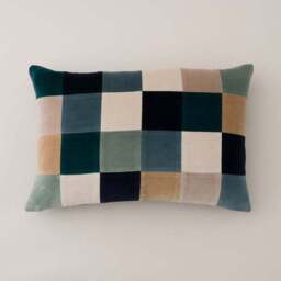 Clara Patchwork Velvet Rectangle Cushion - thumbnail 3