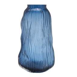 Hestia Blue Ridged Textured Glass Vase - thumbnail 2