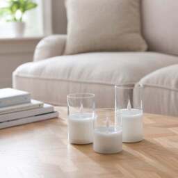 Set of 3 LED Glass Pillar Candles - thumbnail 2