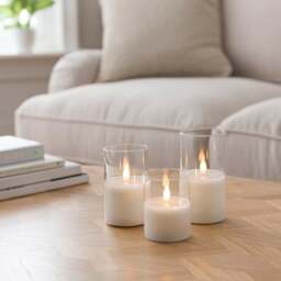 Set of 3 LED Glass Pillar Candles - thumbnail 1