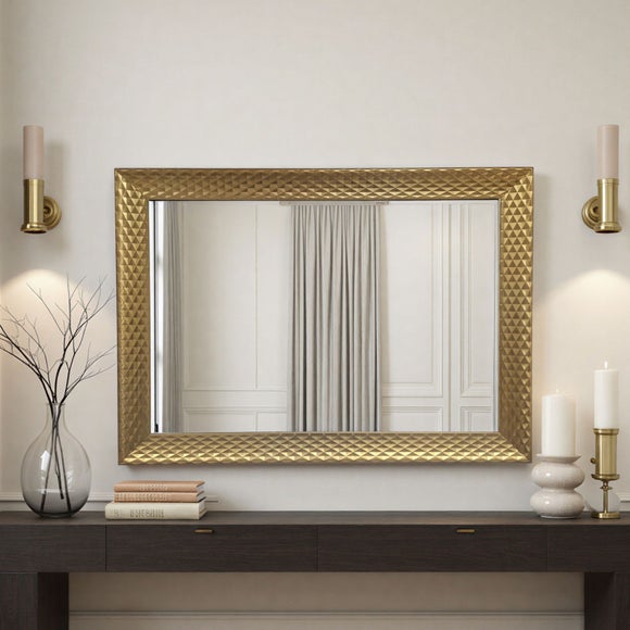 Yearn Diamont Framed Bevelled Rectangle Wall Mirror - image 1