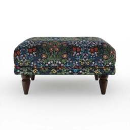 Jolene William Morris Blackthorn Print Velvet Footstool - thumbnail 6