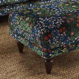 Jolene William Morris Blackthorn Print Velvet Footstool - thumbnail 3