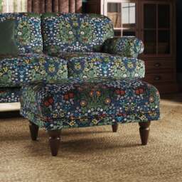 Jolene William Morris Blackthorn Print Velvet Footstool - thumbnail 1