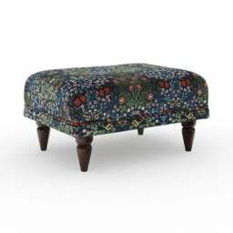 Jolene William Morris Blackthorn Print Velvet Footstool - thumbnail 5