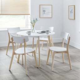 Casa 4 Seater Round Dining Table, White - thumbnail 1