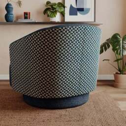 Carmen Distressed Chenille Geometric Swivel Chair - thumbnail 2