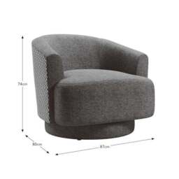 Carmen Distressed Chenille Geometric Swivel Chair - thumbnail 5